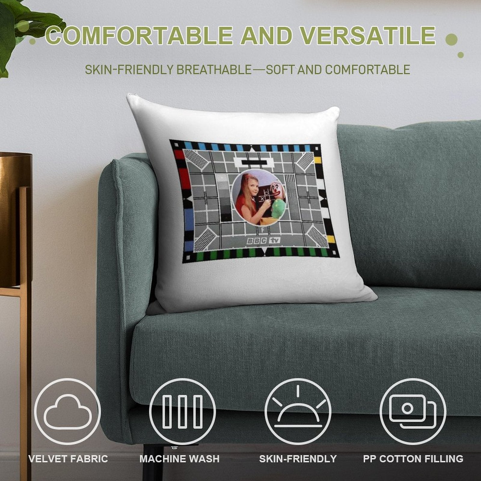 Classic 'BBC Test Card' Soft Ultra-Soft Texture Throw Pillow