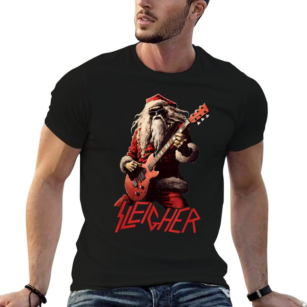 Sleigher Funny Christmas Heavy Metal Music  Eco-friendly Material T-Shirt