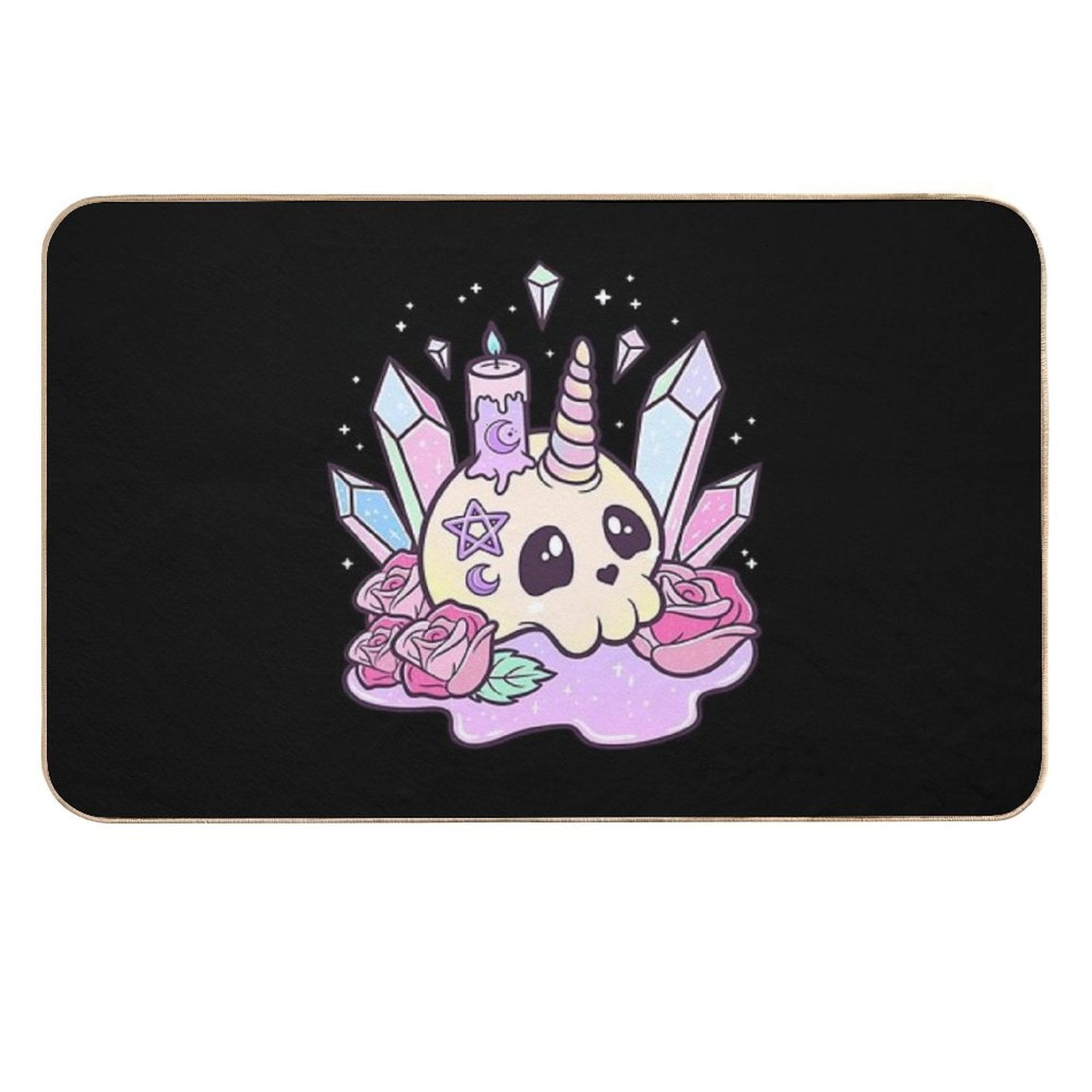 Kawaii Pastel Goth Cute Creepy Occult Skull  Absorbent Bath Mat