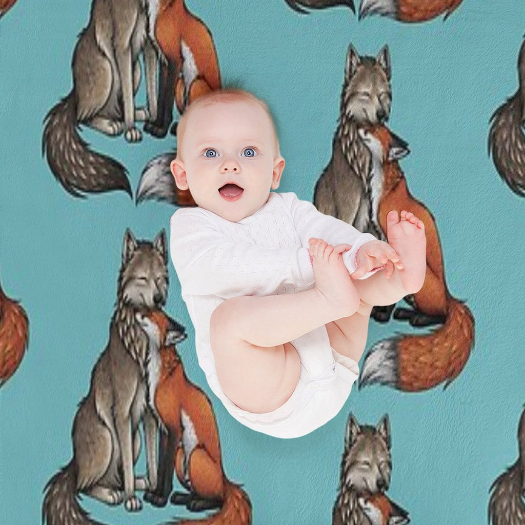 Wolf & Fox Plush Throw Blanket
