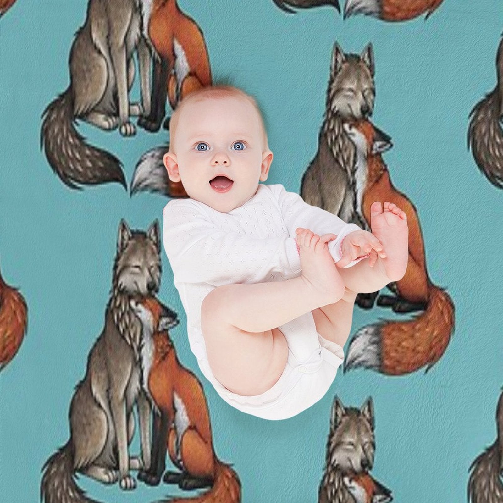 Wolf & Fox Plush Throw Blanket