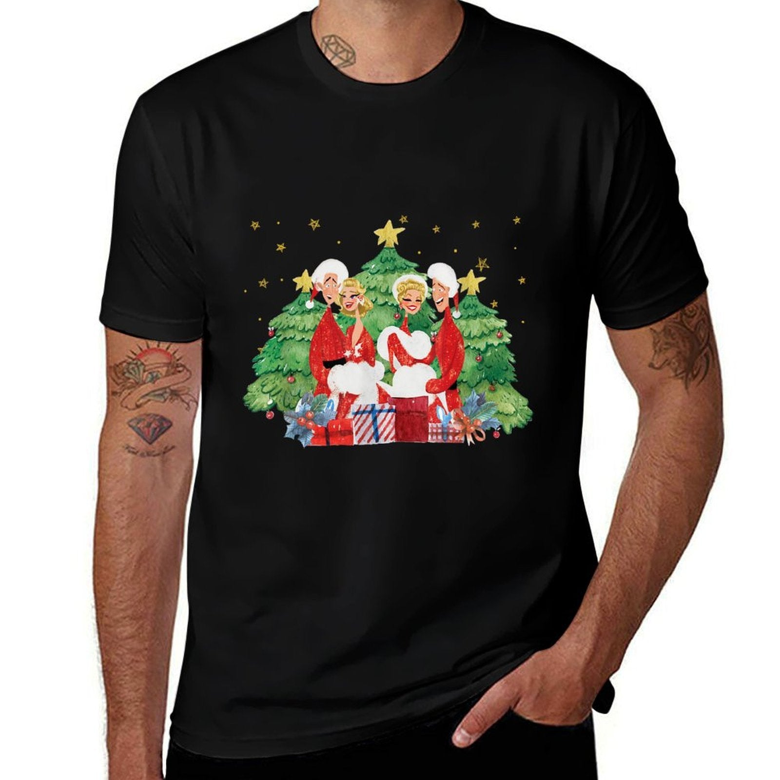 Vintage Retro Christmas Holiday White Movie 1954 80s Song Comfortable T-Shirt