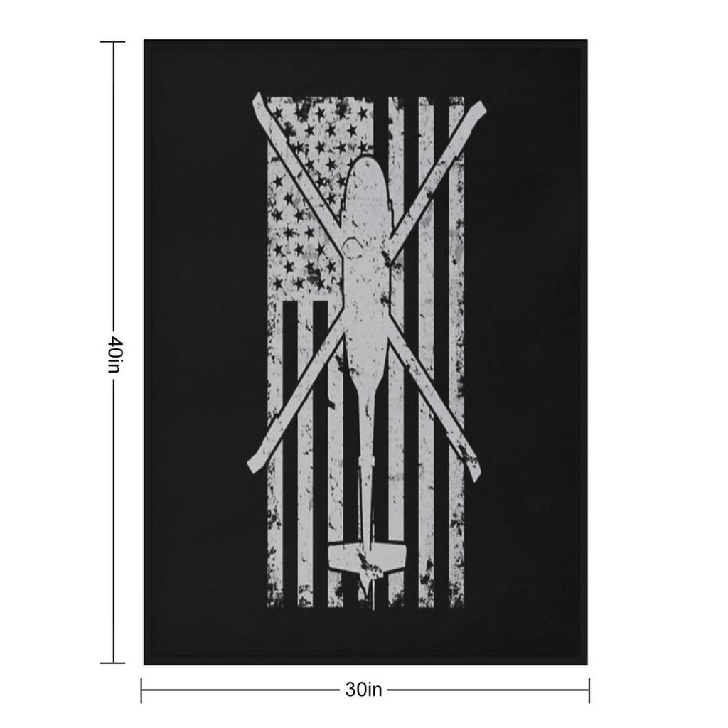 UH-60 Black Hawk Helicopter Vintage Flag Versatility Throw Blanket