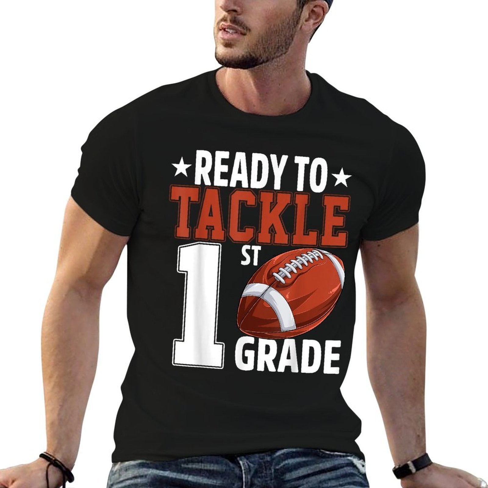 Ready To Tackle First Grade Football First Day Of School  Graphic-printed T-Shirt
