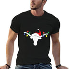 White Longhorn Christmas Lights Santa Hat Horn Antlers  Vintage-inspired T-Shirt