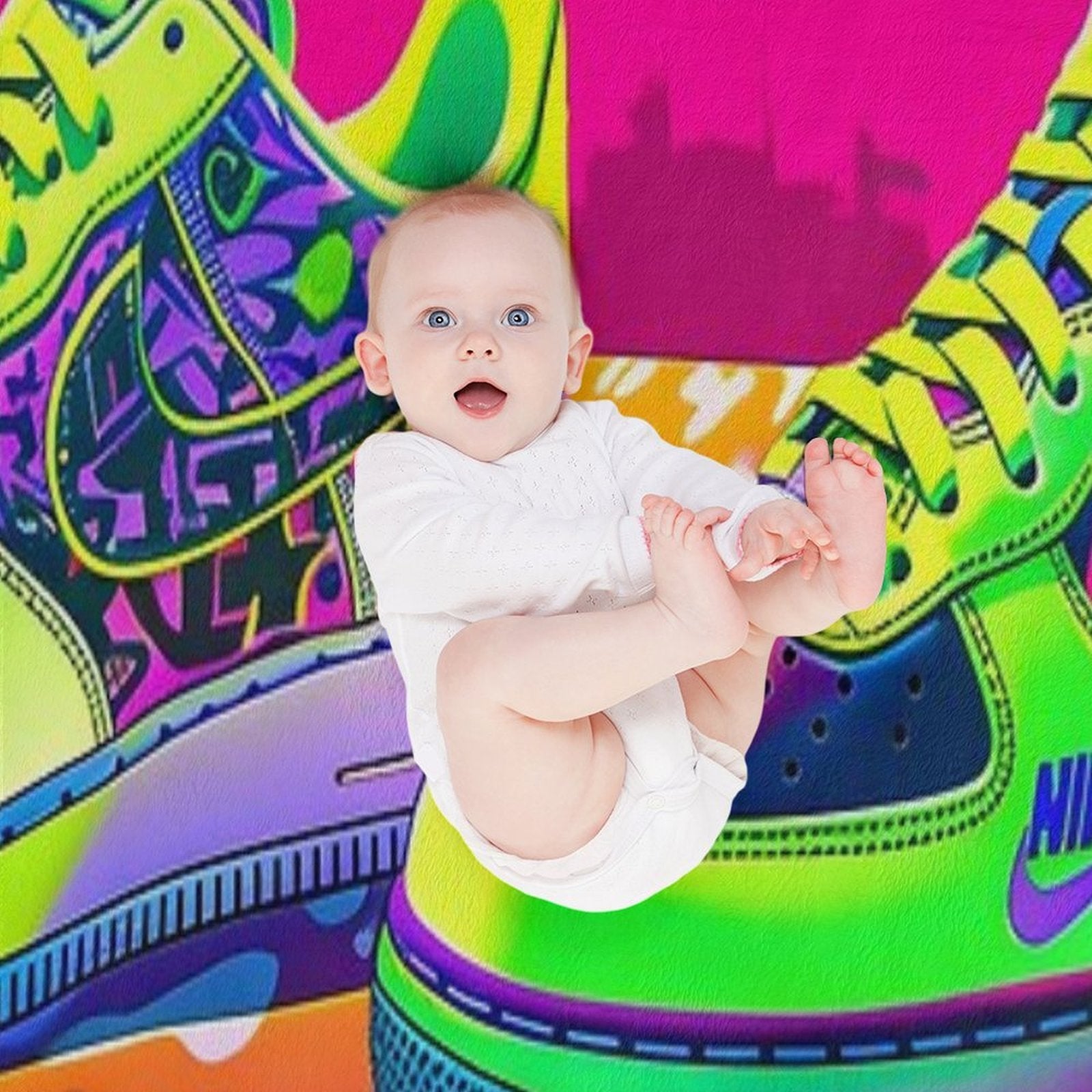 Nike Air Force One Lemon Candy Comfort Throw Blanket