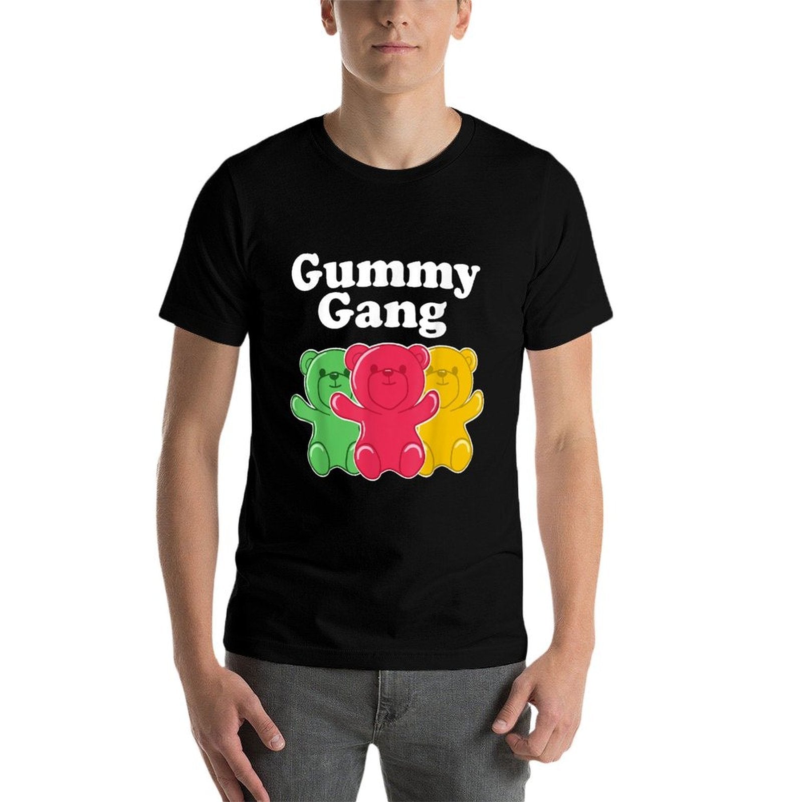 Miftees Kids Unisex Black Cotton 60 Polyester 40 Funny Gummy Bear  Moisture-wicking T-Shirt