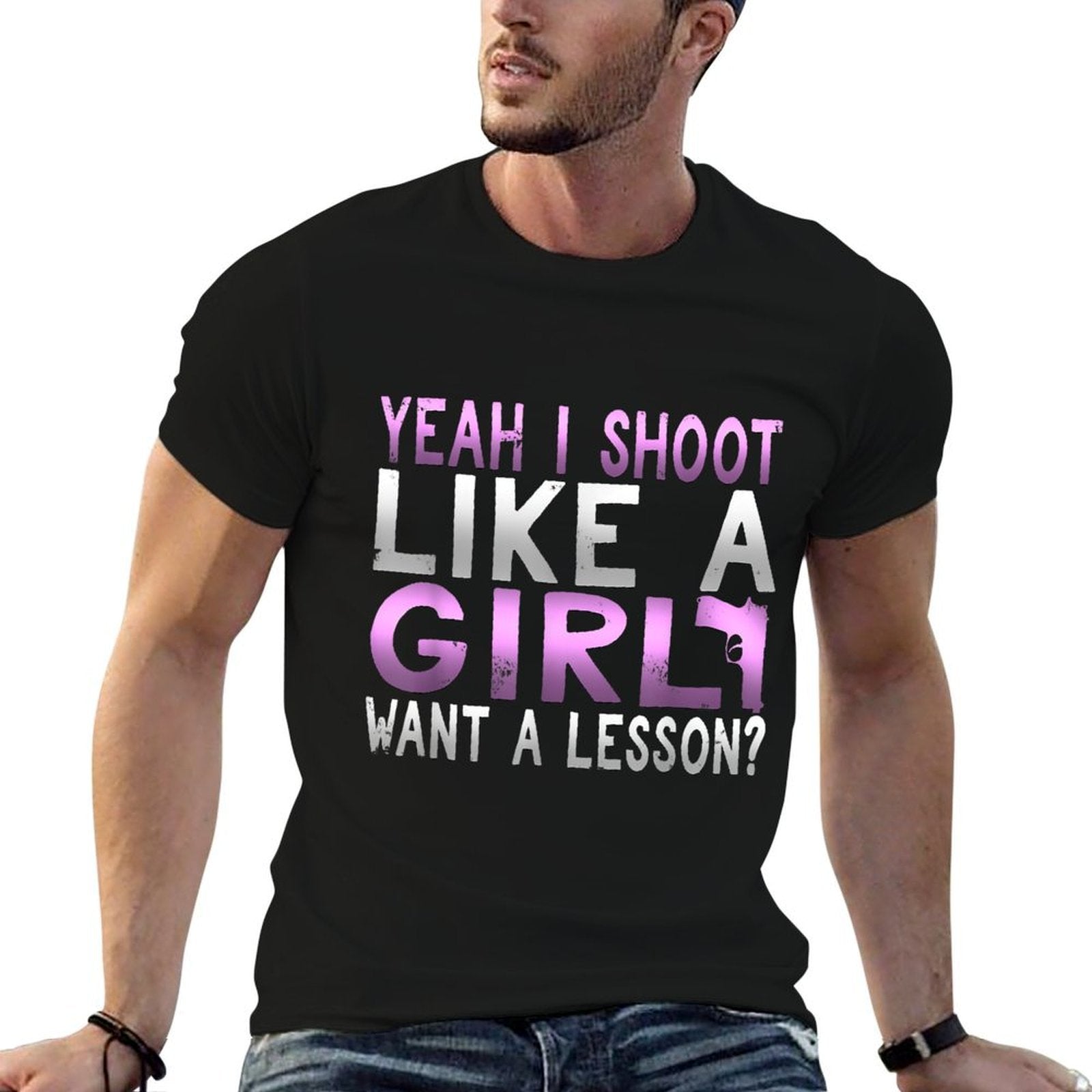 Funny Yeah I Shoot Like A Girl Want A Lesson Hunting T  Stretchy T-Shirt