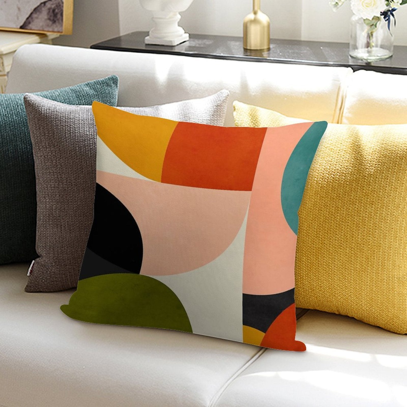 Modern Abstract Mid Century 2 Soft Decorative Cover Throw Pillow