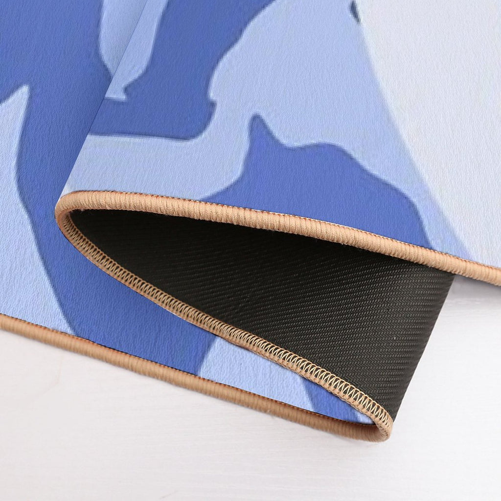 Swirly Blue Retro Splash  Slip-Resistant Bath Mat