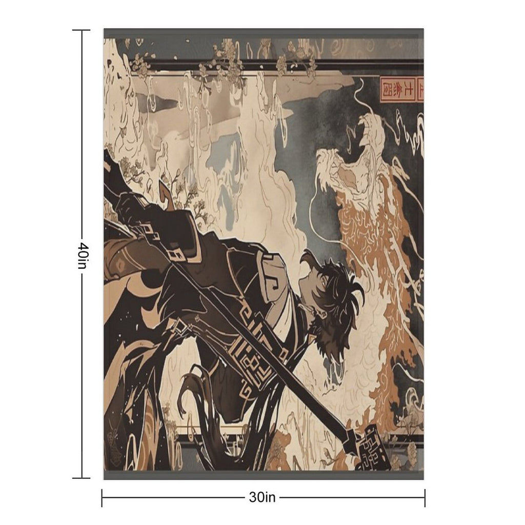 Traditional Zhongli Versatility Throw Blanket