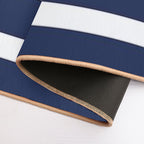 Mixed Stripe Pattern in Navy Blue, Blush Pink, Mustard Yellow, And White  Absorbent Bath Mat
