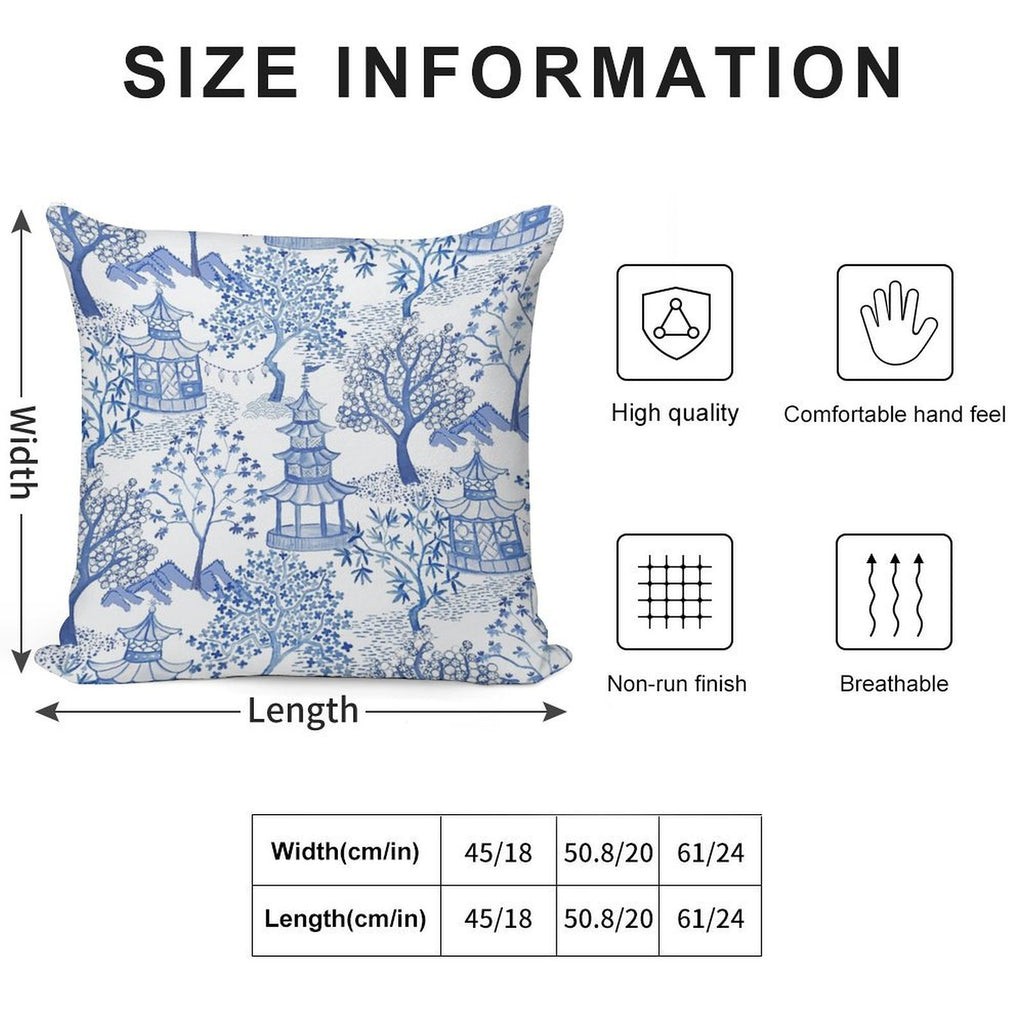 Pagoda Forest in Blues Soft Ultra-Soft Texture Throw Pillow