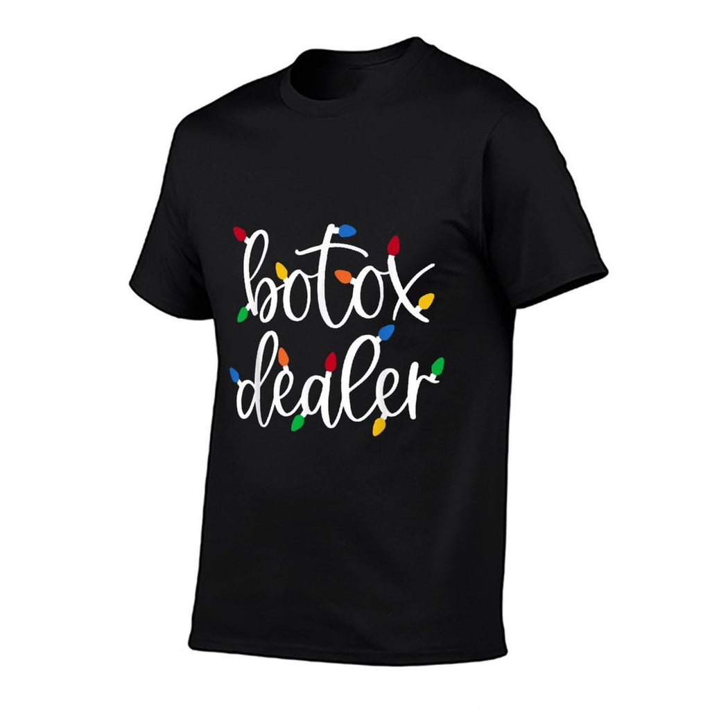 Botox Dealer Christmas Light Aesthetic Nurse Injector Medspa  Ribbed Collar T-Shirt