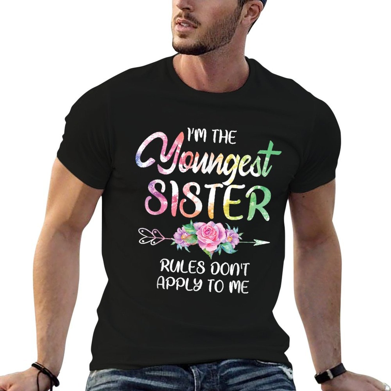Youngest Sister Rules Dont Apply To Me Funny Sibling  Easy-care T-Shirt