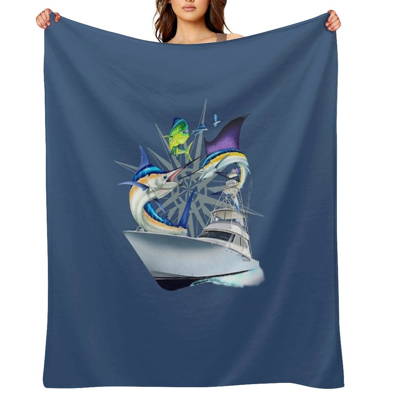 Offshore Billfish - Blue Marlin, Sailfish, Mahi Mahi, Viking Yacht Anti-pilling Throw Blanket