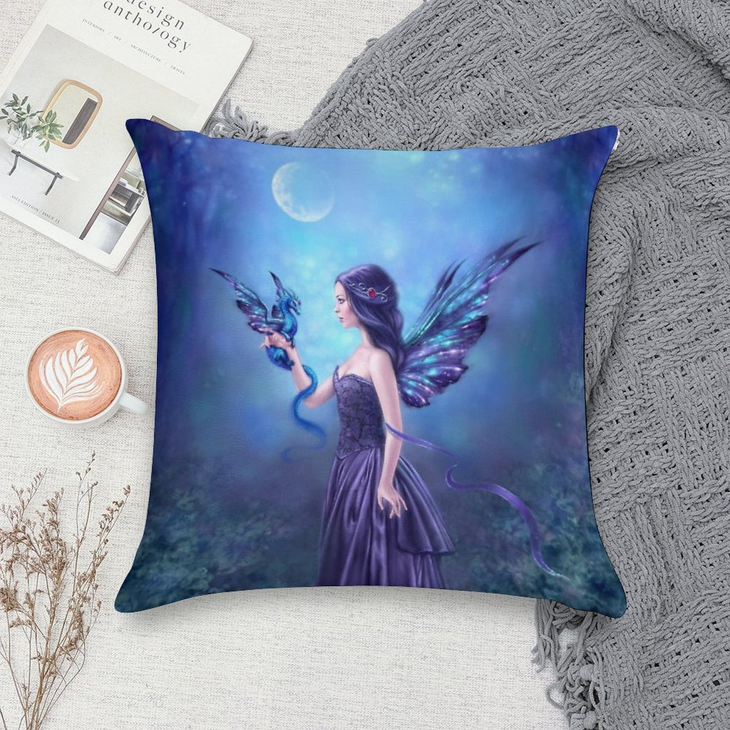 Iridescent Fairy & Dragon Soft Washable Throw Pillow