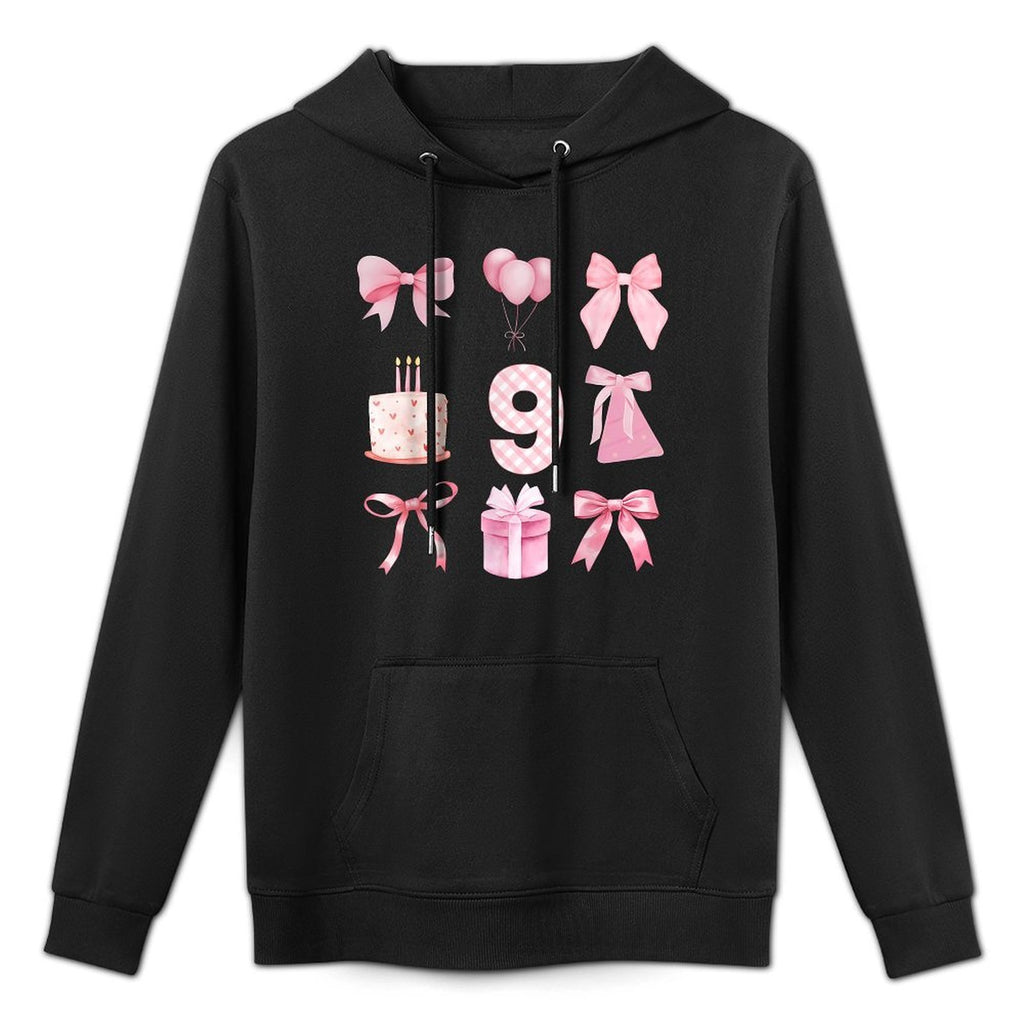 Kids 9th Coquette Birthday Party Nine Years Old Girls Kids Layering Staple Hoodie
