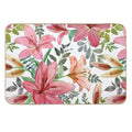 Transparent Lilly Flowers And Leaves Watercolor Seamless Pattern. Translucent Summer Tropical Bouquets. Spring Blossom Garden  Dirt-Trapping Bath Mat