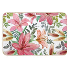 Transparent Lilly Flowers And Leaves Watercolor Seamless Pattern. Translucent Summer Tropical Bouquets. Spring Blossom Garden  Dirt-Trapping Bath Mat