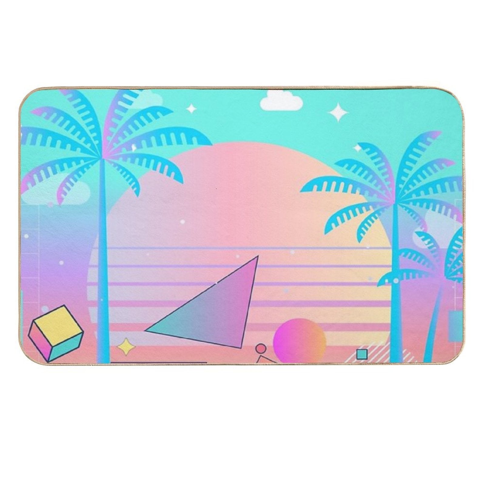 Vaporwave Pastel Sunset  Slip-Resistant Bath Mat