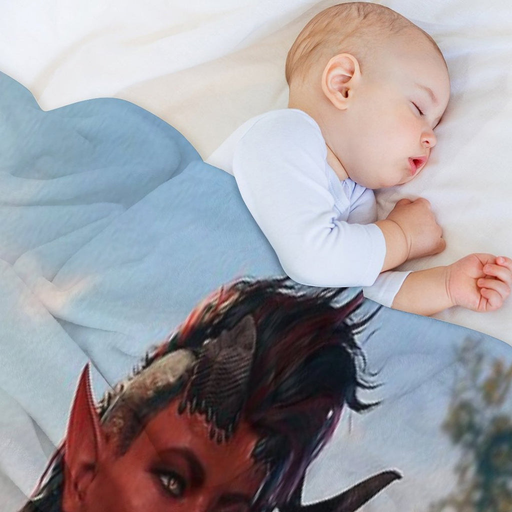 Karlach The Tiefling Barbarian Adventurer Machine-washable Throw Blanket