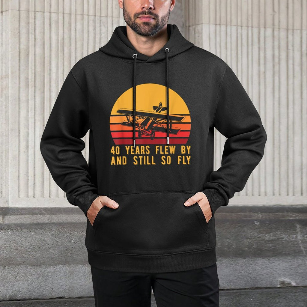40th Birthday Biplane Turning 40 Airplane Pilot Shape Retention Hoodie