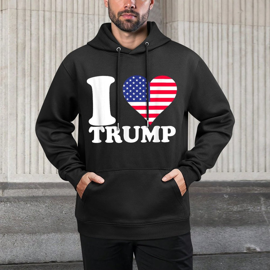USAs Heart I Love Trump Kangaroo Pocket Hoodie