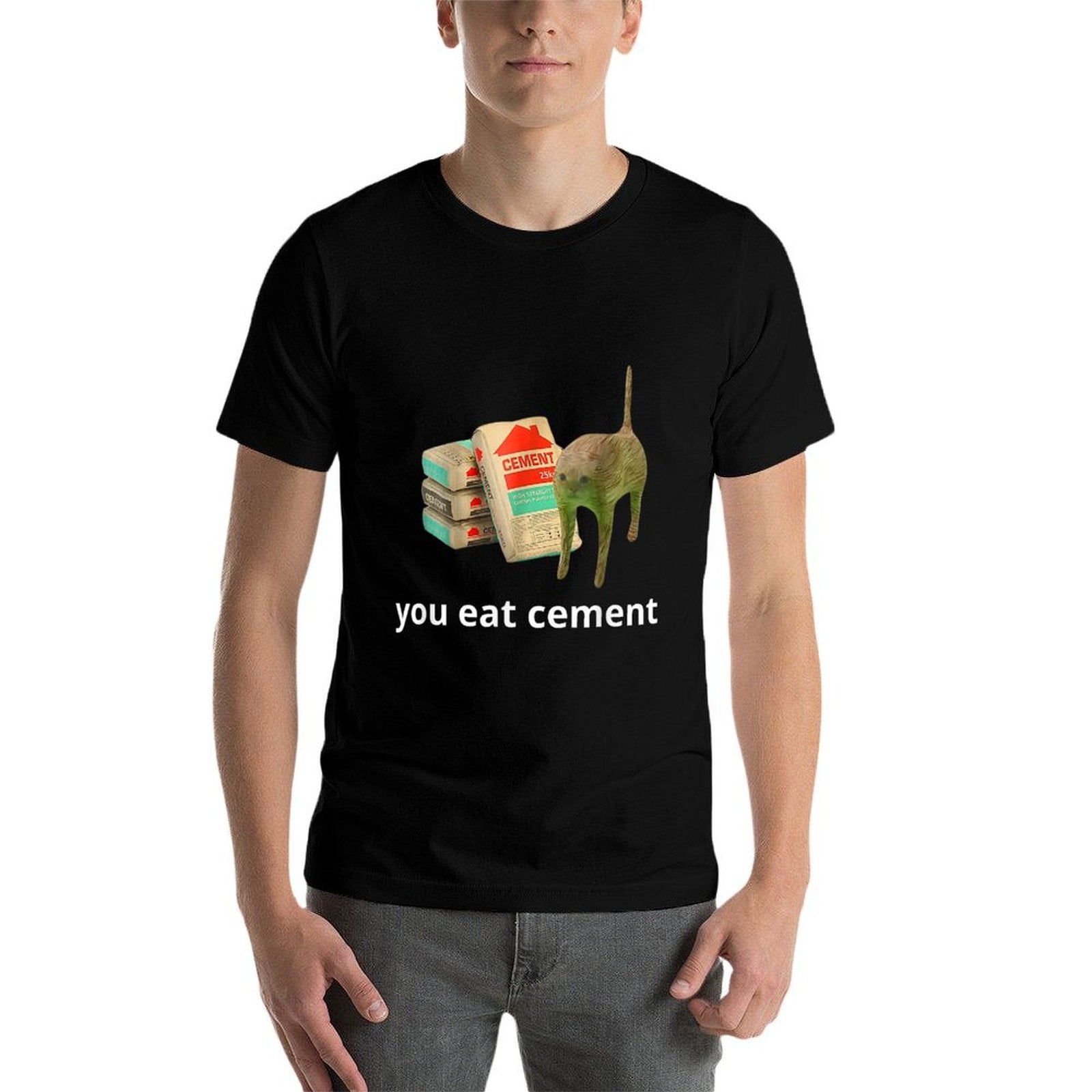 I Eat Cement Cursed Cat Funny Oddly Specific Dank Meme  Durable T-Shirt