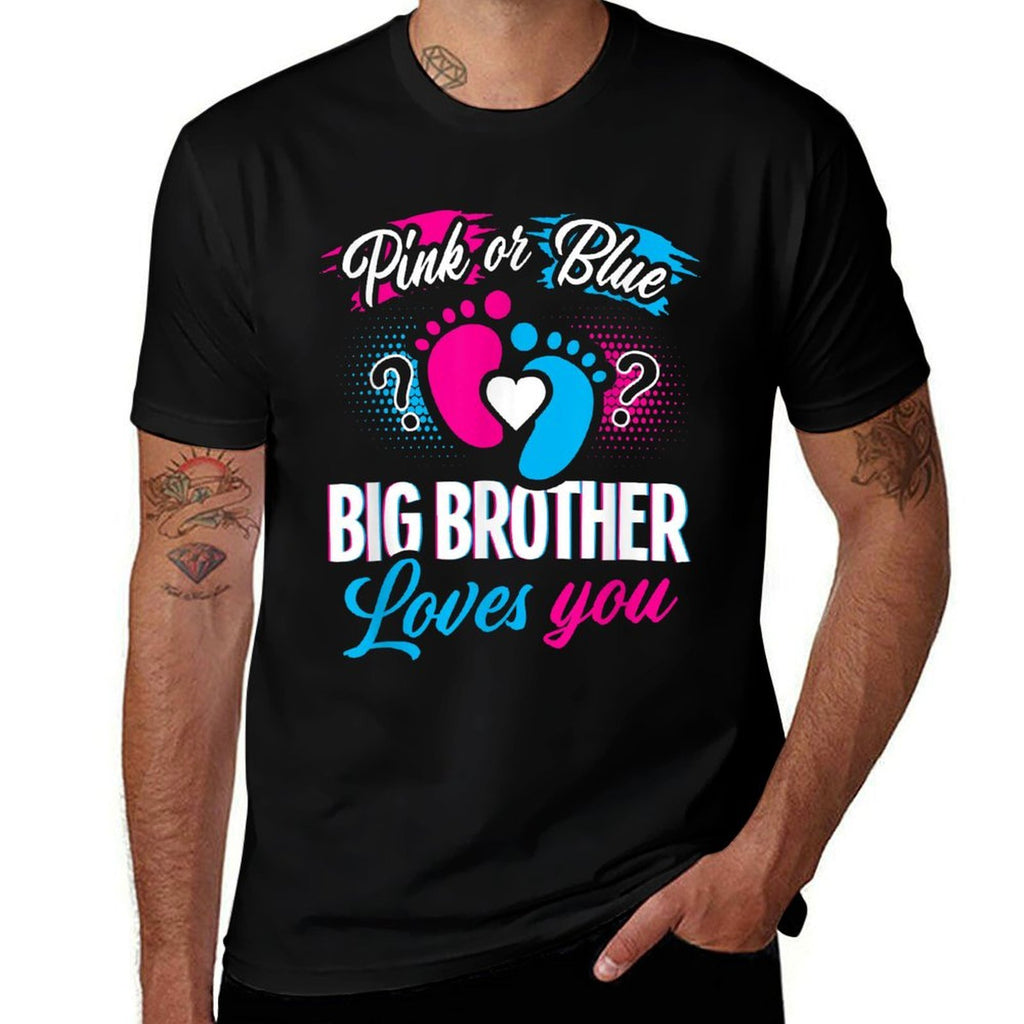 Pink Or Blue Big Brother Loves You Baby Gender Reveal Party  Tagless Design T-Shirt