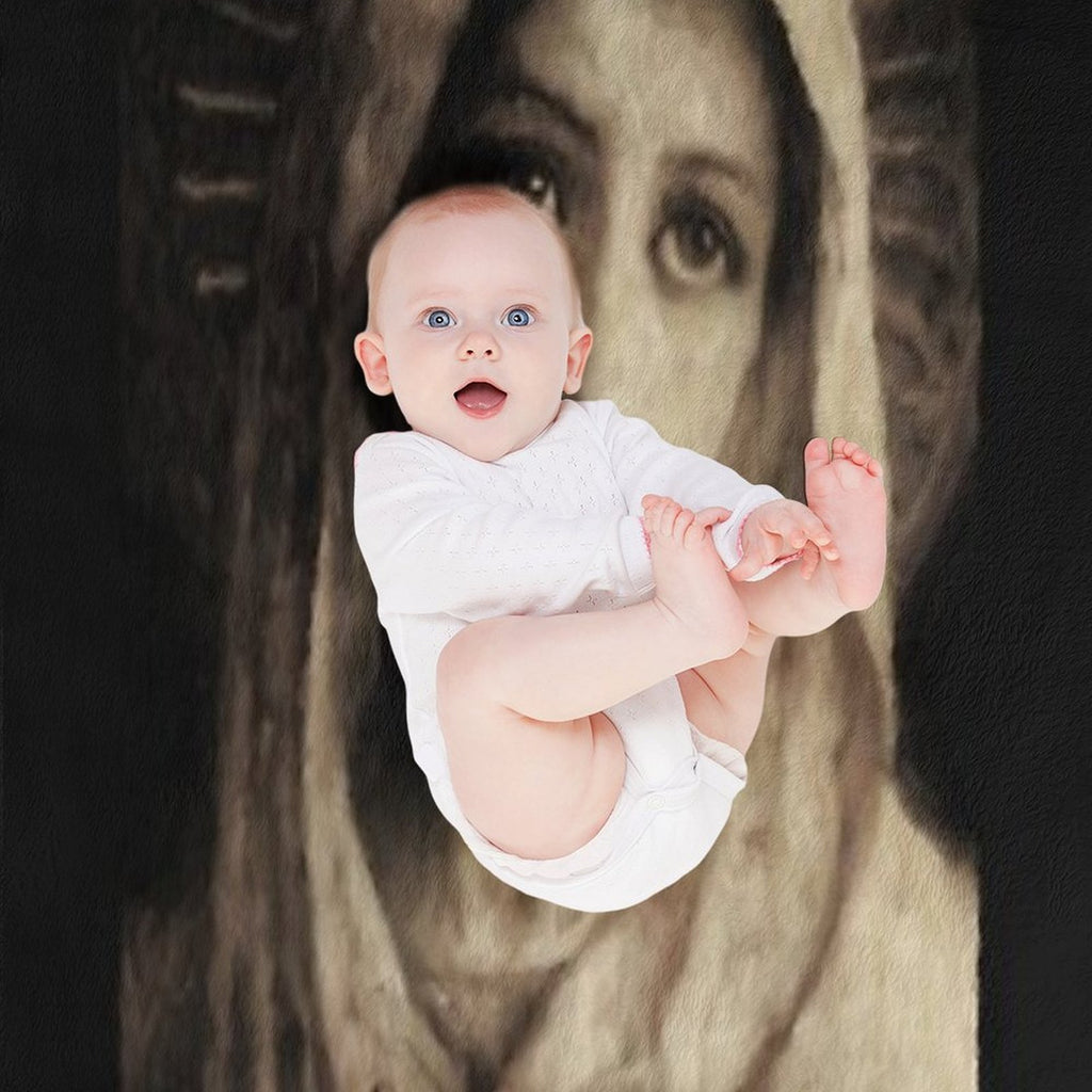 Vintage Virgin Mary Painting Travel-friendly Throw Blanket