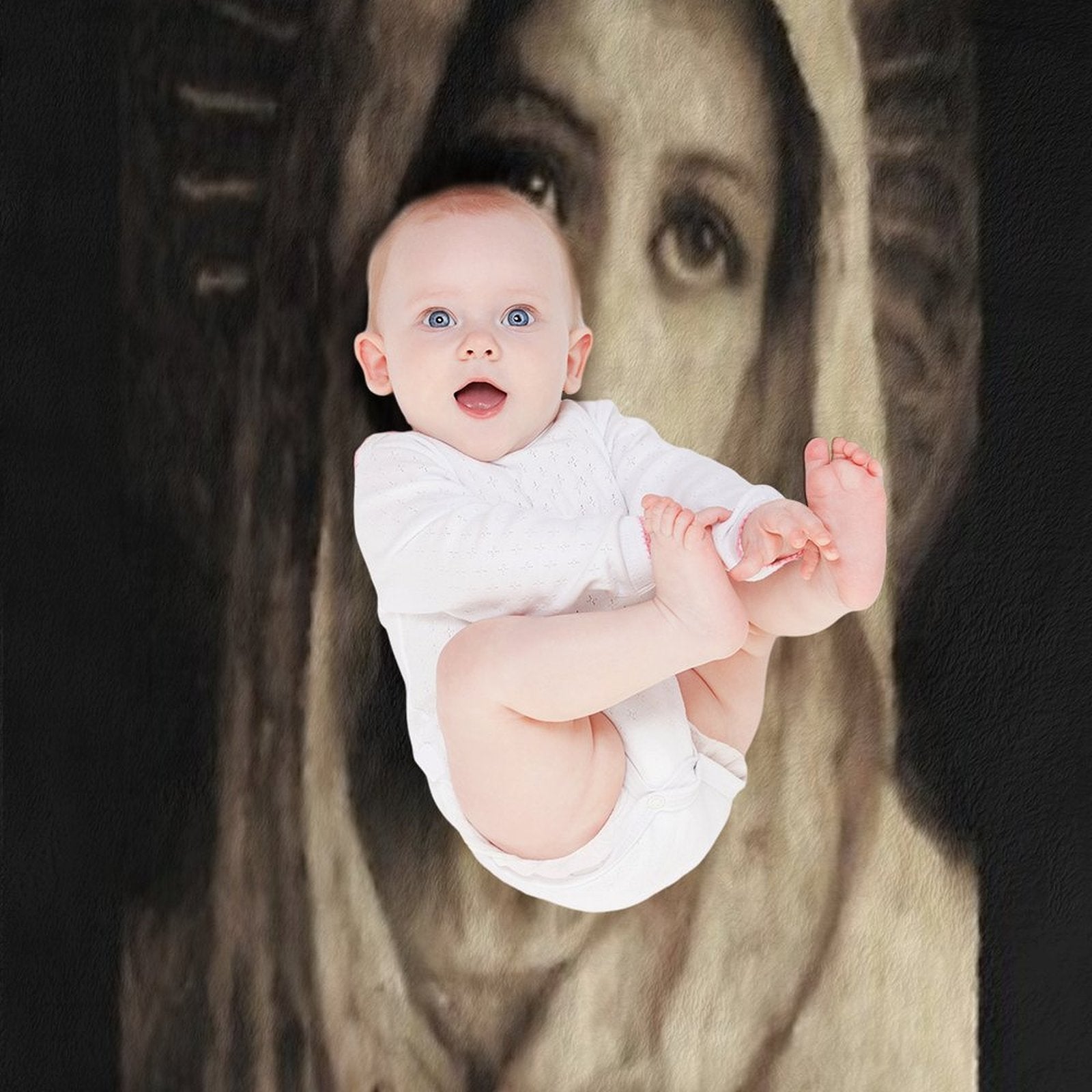 Vintage Virgin Mary Painting Travel-friendly Throw Blanket