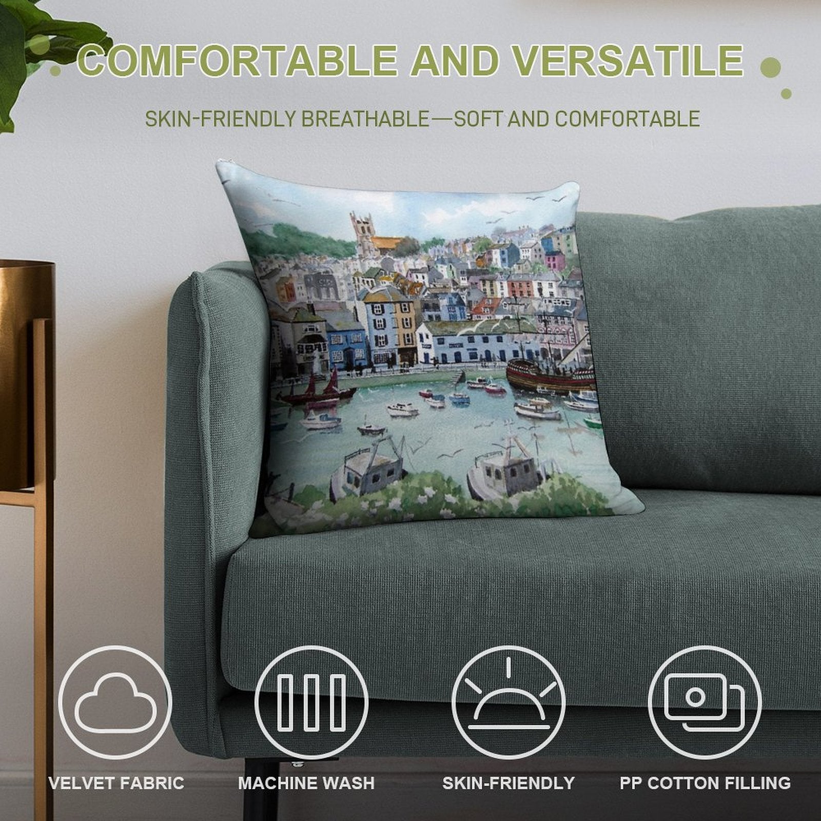 In with The Catch - Brixham, Devon Soft Luxury Feel Throw Pillow