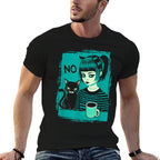 Dark At Heart Punk Goth Girl Says No With Cat And Coffee  Vintage-inspired T-Shirt