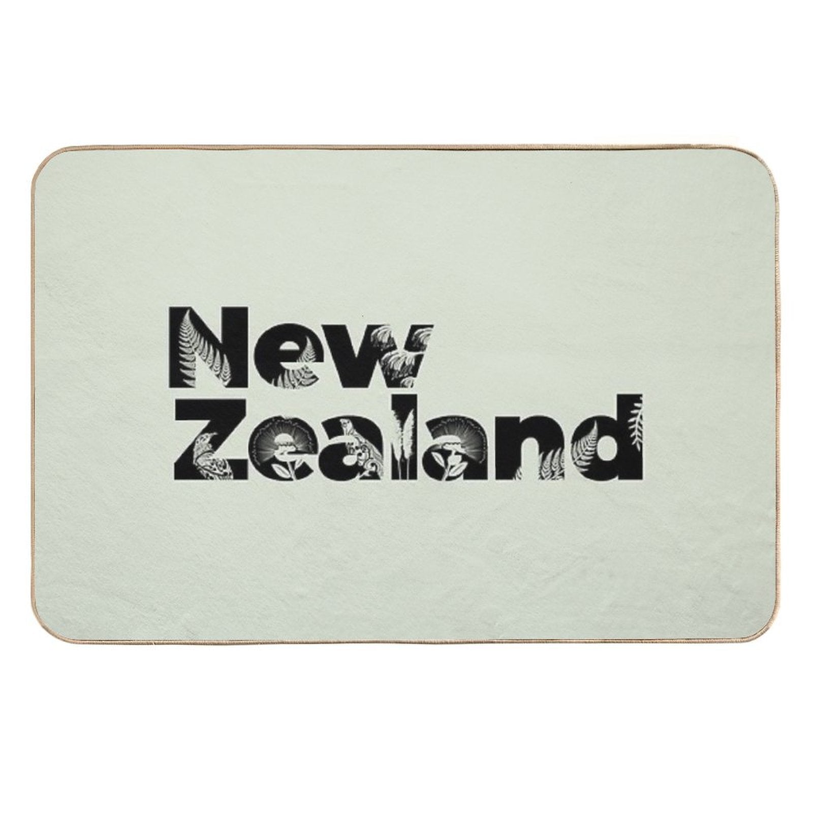 New Zealand Inset with Native Flora  Fade-Resistant Bath Mat