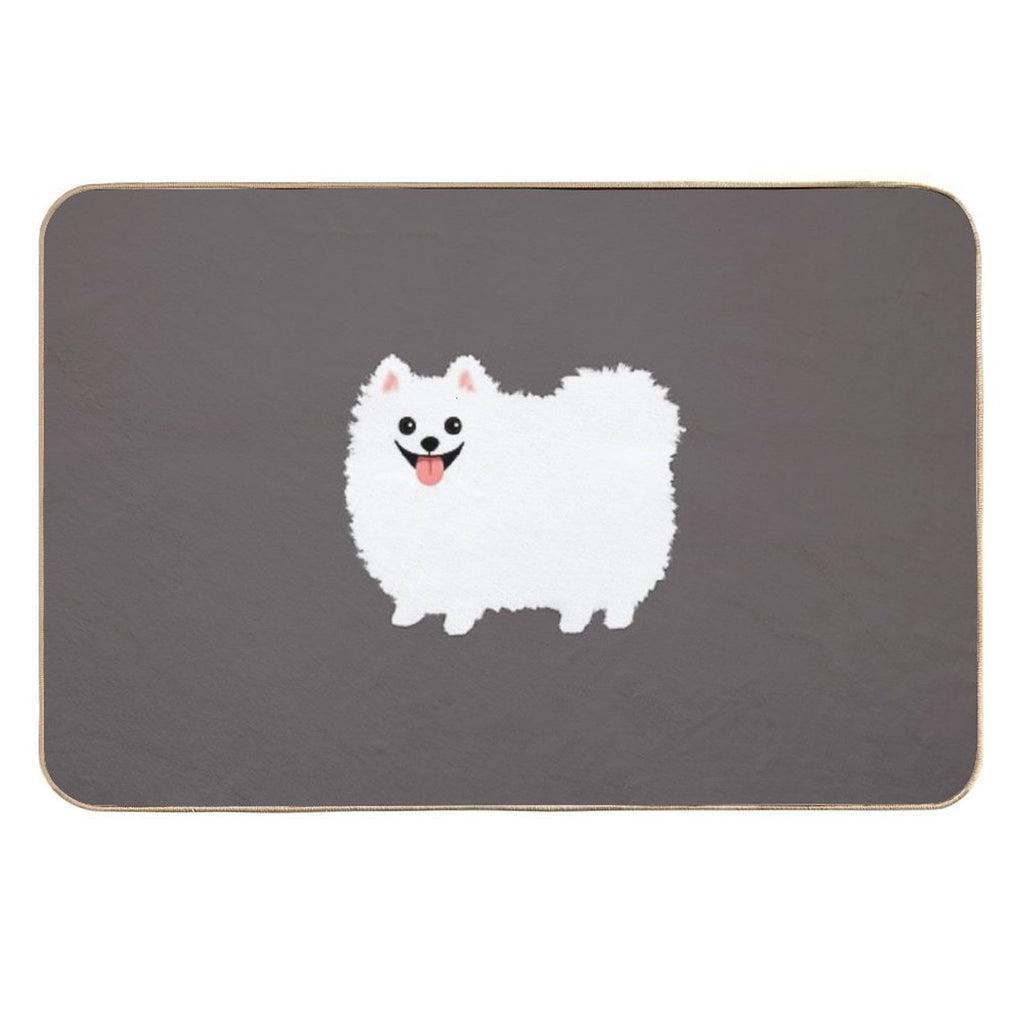 Fluffy White Pomeranian  Multi-Purpose Bath Mat