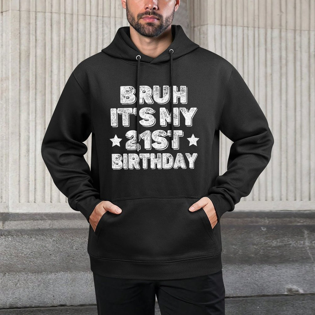 Bruh It's My 21st Birthday Vintage 2003 21st Birthday Cotton-Polyester Blend Hoodie