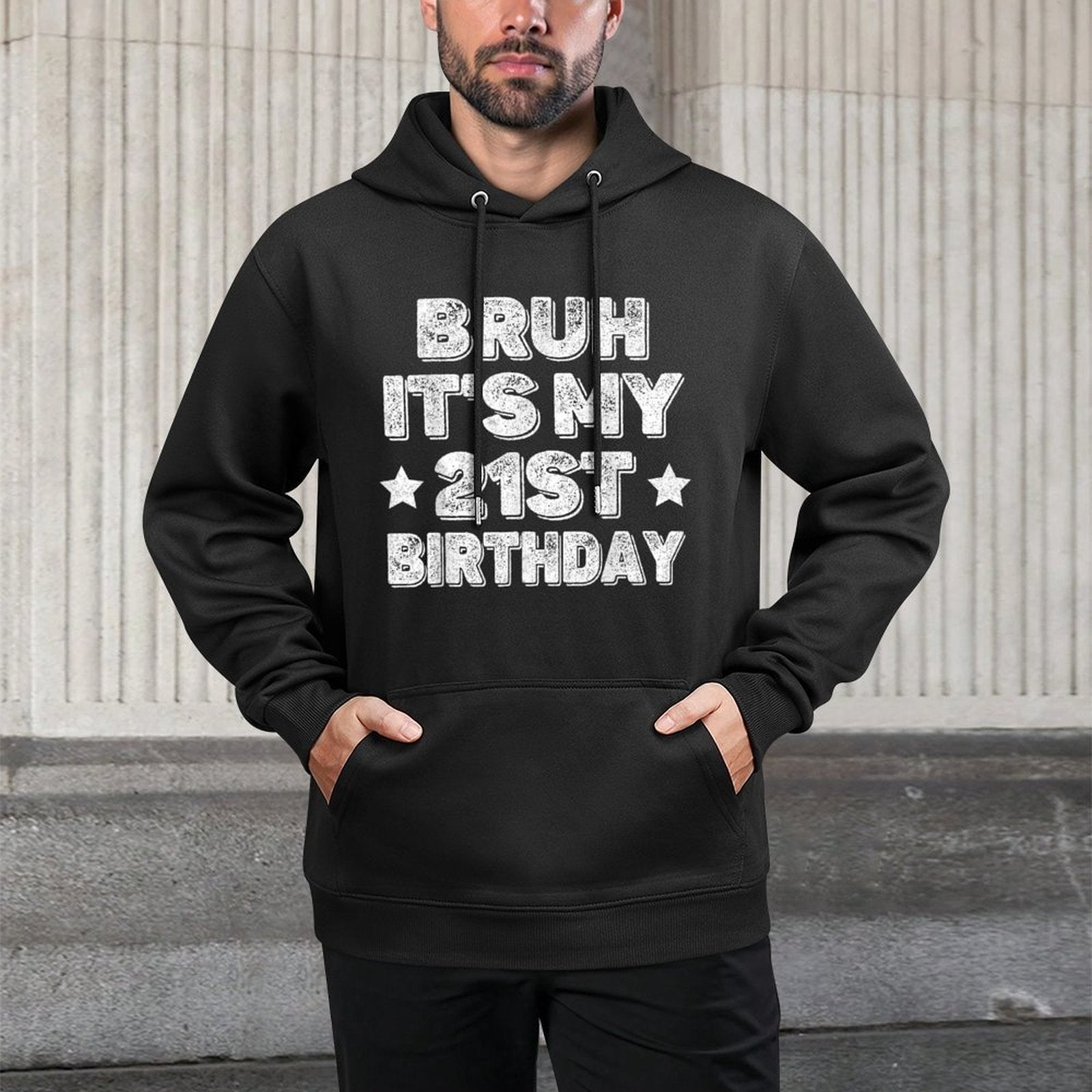 Bruh It's My 21st Birthday Vintage 2003 21st Birthday Cotton-Polyester Blend Hoodie