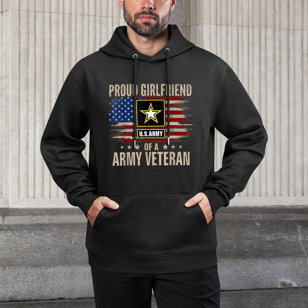 Vintage Proud Girlfriend Of A Army Veteran American Machine Washable Hoodie