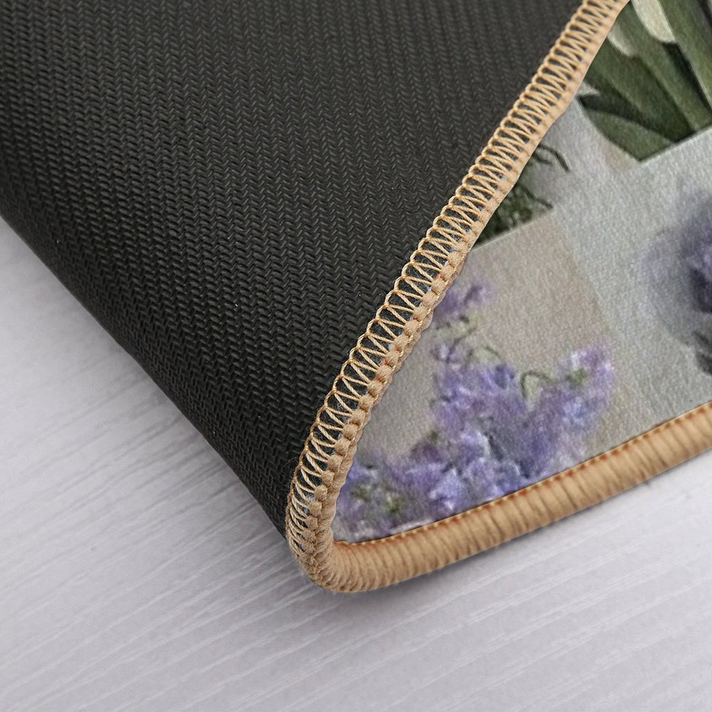 Minimal Rainbow Flower Collage  Easy To Clean Bath Mat