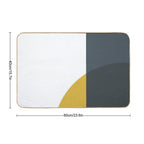 Abstract Geometric Minimalist 2 Navy Blue, Light Mustard Yellow, And White  Long-Lasting Bath Mat