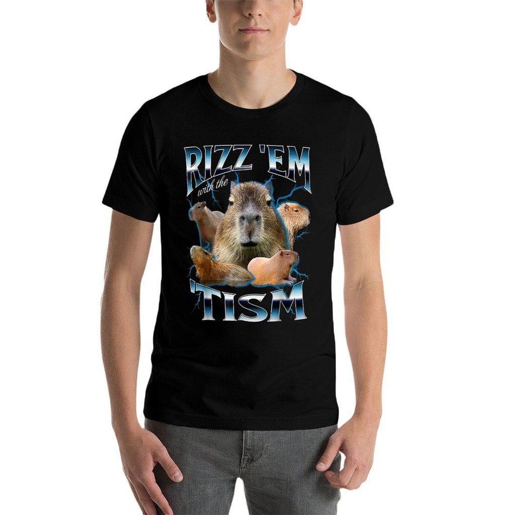 Rizz Em With The Tism Capybara Funny Oddly Dank Meme  Wrinkle-resistant T-Shirt