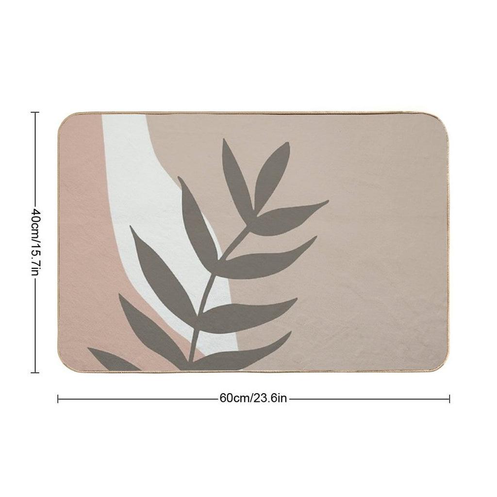 Modern Art Leaves Collection Pink & Taupes  Toxin-Free Bath Mat