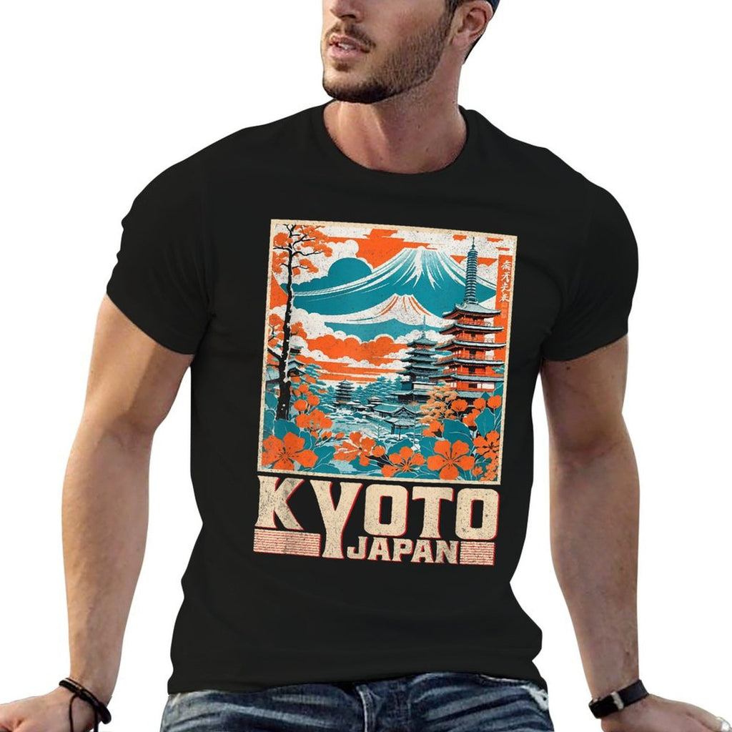 Kyoto Japan City Mt Fuji Vintage Japanese Woodblock Tourist  Soft T-Shirt