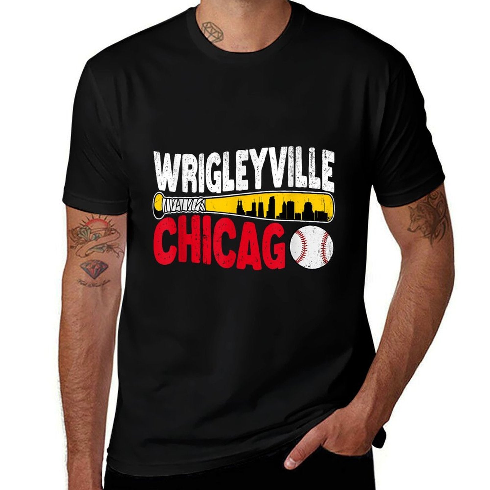 Graphic Chicago States Throwback Design Classic Wrigleyville  Summer-ready Fabric T-Shirt
