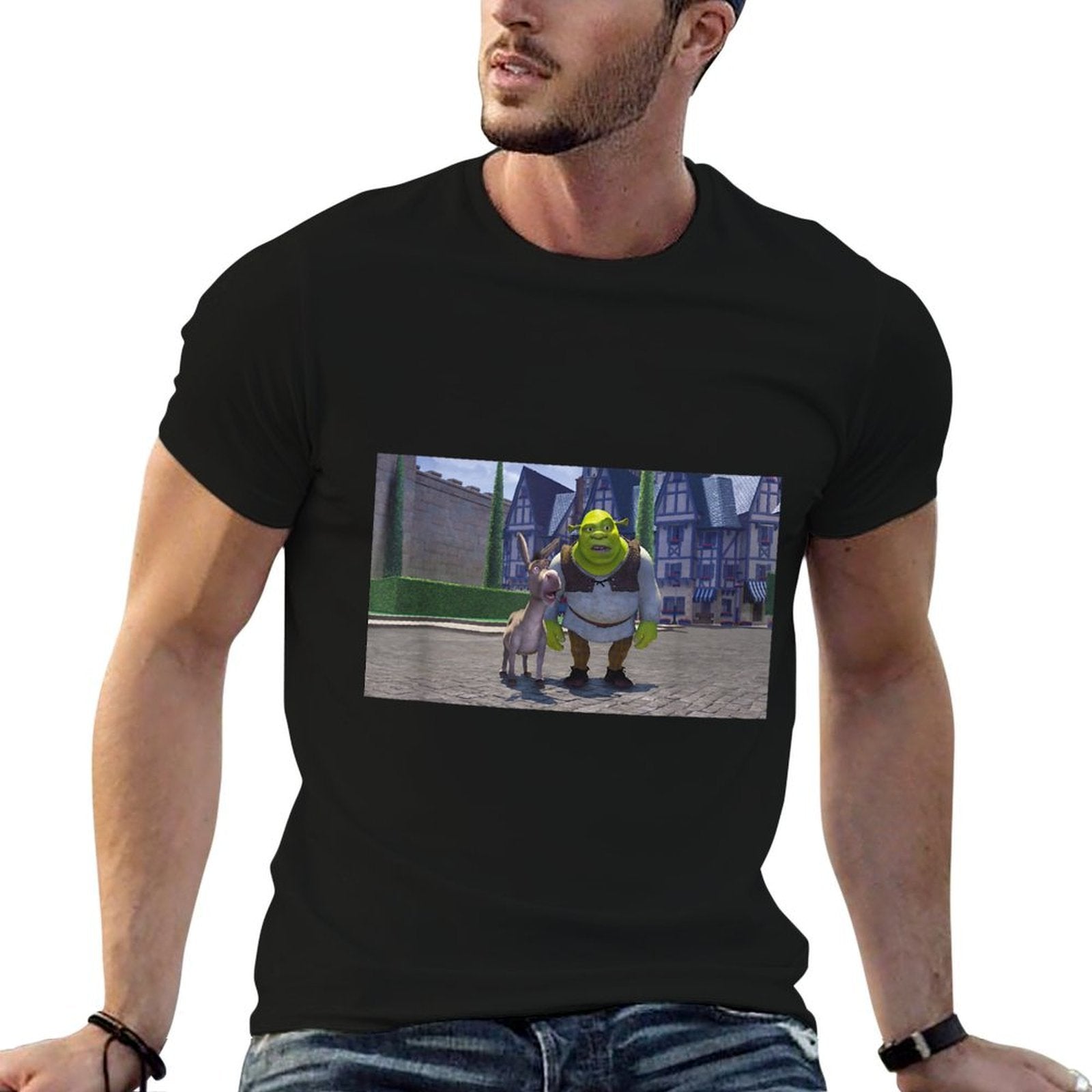 Shrek Iconic Donkey  Shrek Photo Scene Big Chest Poster  Affordable Price T-Shirt
