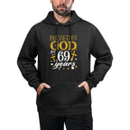 Vintage Blessed By God For 69 Years Happy 69th Birthday Unisex Design Hoodie