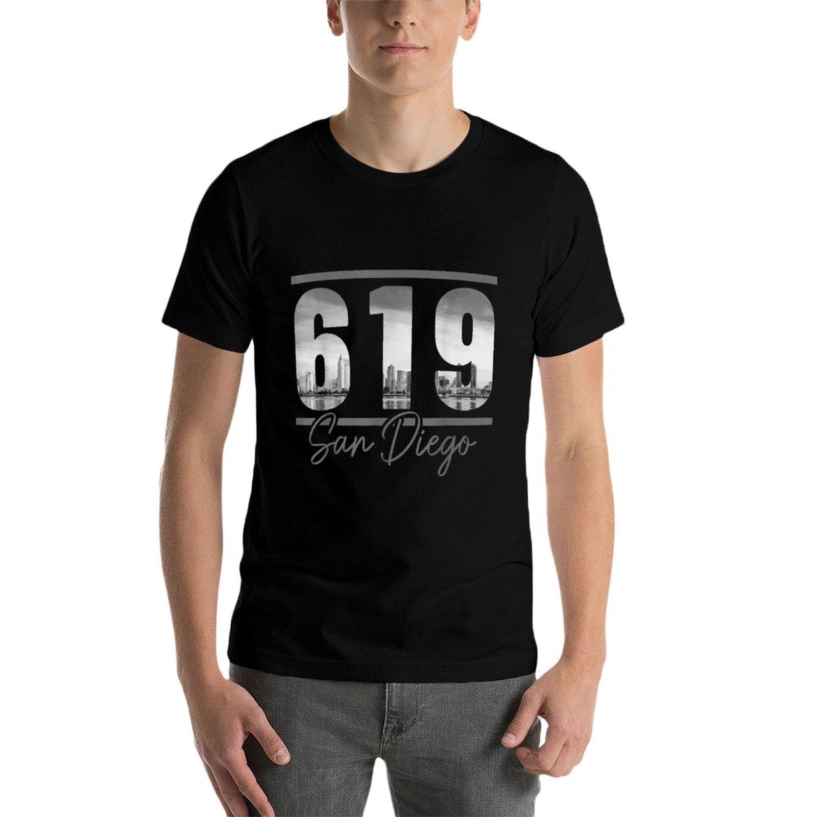 San Diego 619 Area Code Vintage California Skyline  Tagless Design T-Shirt