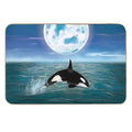 Killer Whale Swimming on Full Moon Light  Repositionable Bath Mat