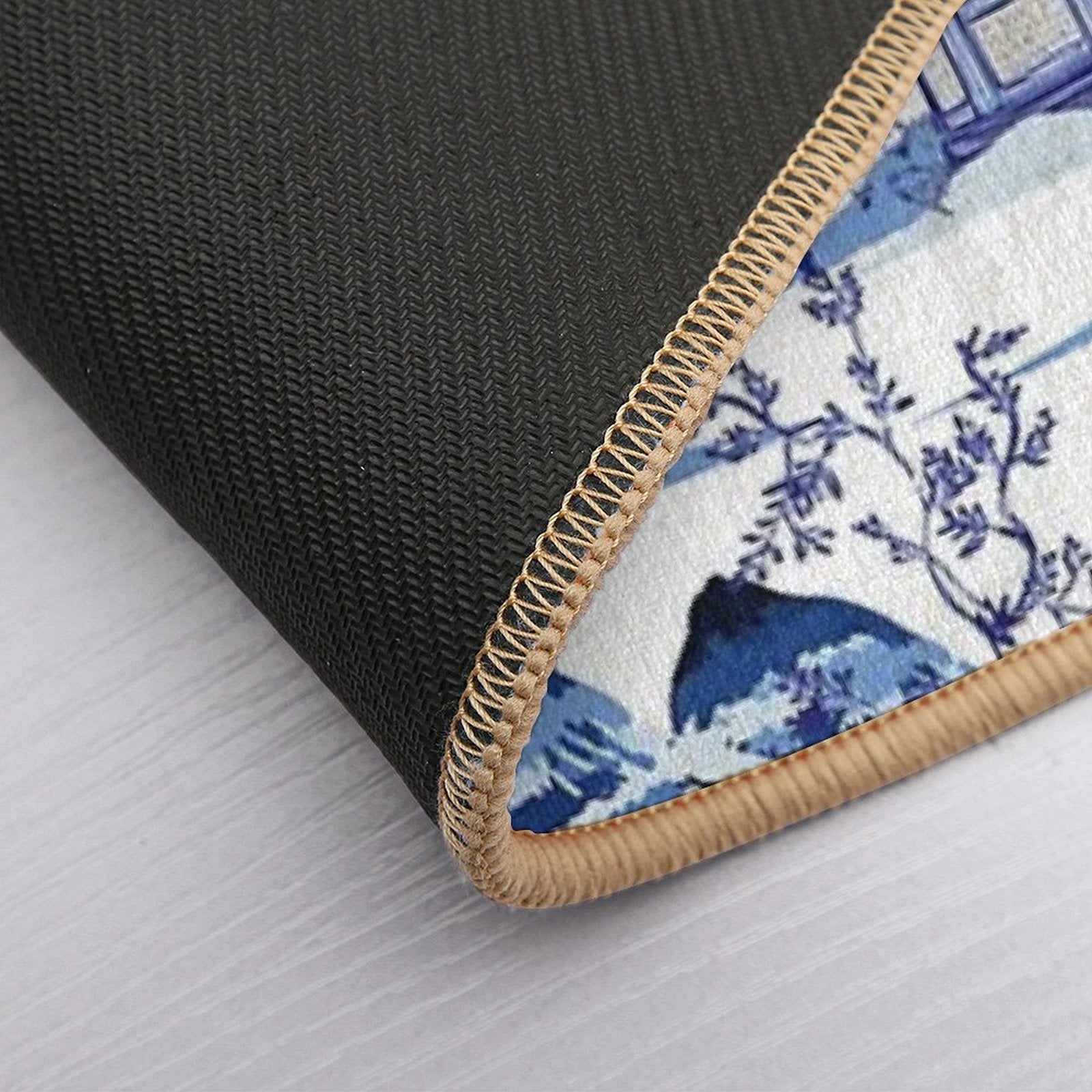 Chinese Pagodas And Mountains in Vintage Blue  Toxin-Free Bath Mat